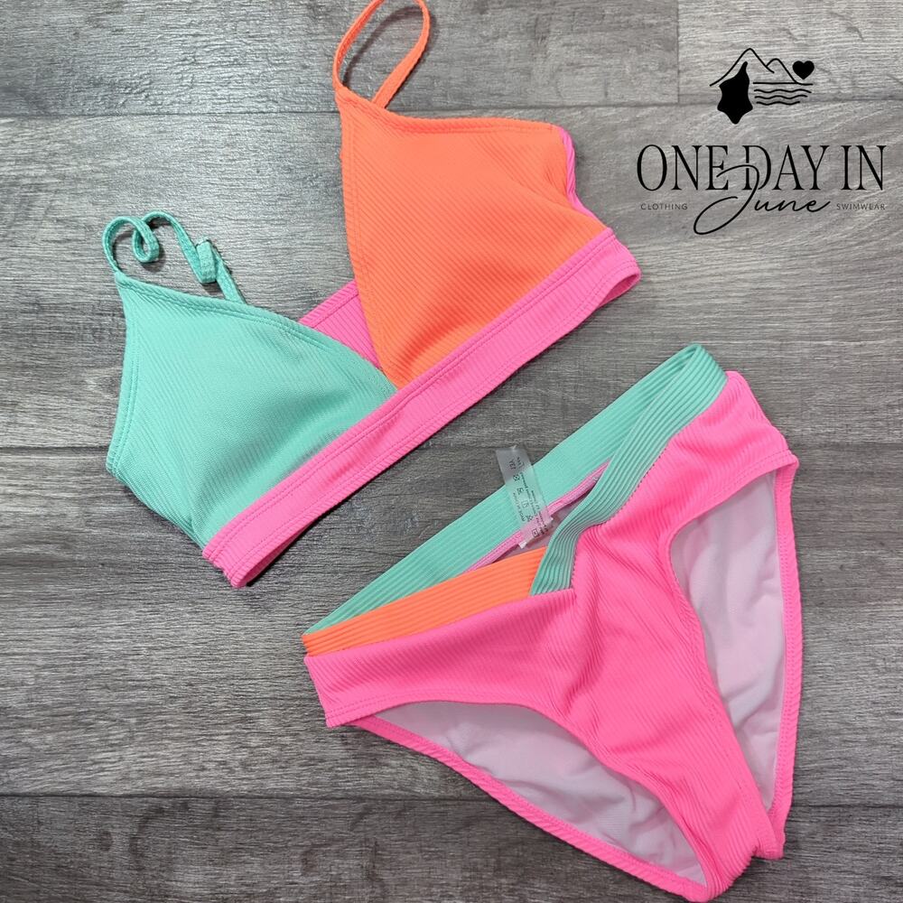 Aleumdr Ribbed Bikini Swimsuit Size 13Y